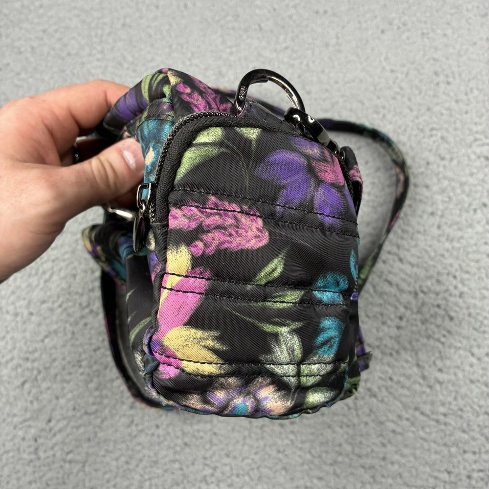 Lug Trolley Crossbody Purse Bag Black Floral Bloom Print Convertible - Picture 5 of 12